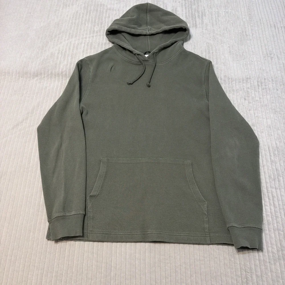 North Face Gorpcore Outdoors Hiking Waffle Knit Thermal Hoodie Mens Medium Green